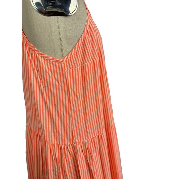 Mary Jo Swim Isaura Spritz Dress Orange Stripe Size M Boho Beach Coastal Tiered - Picture 7 of 13